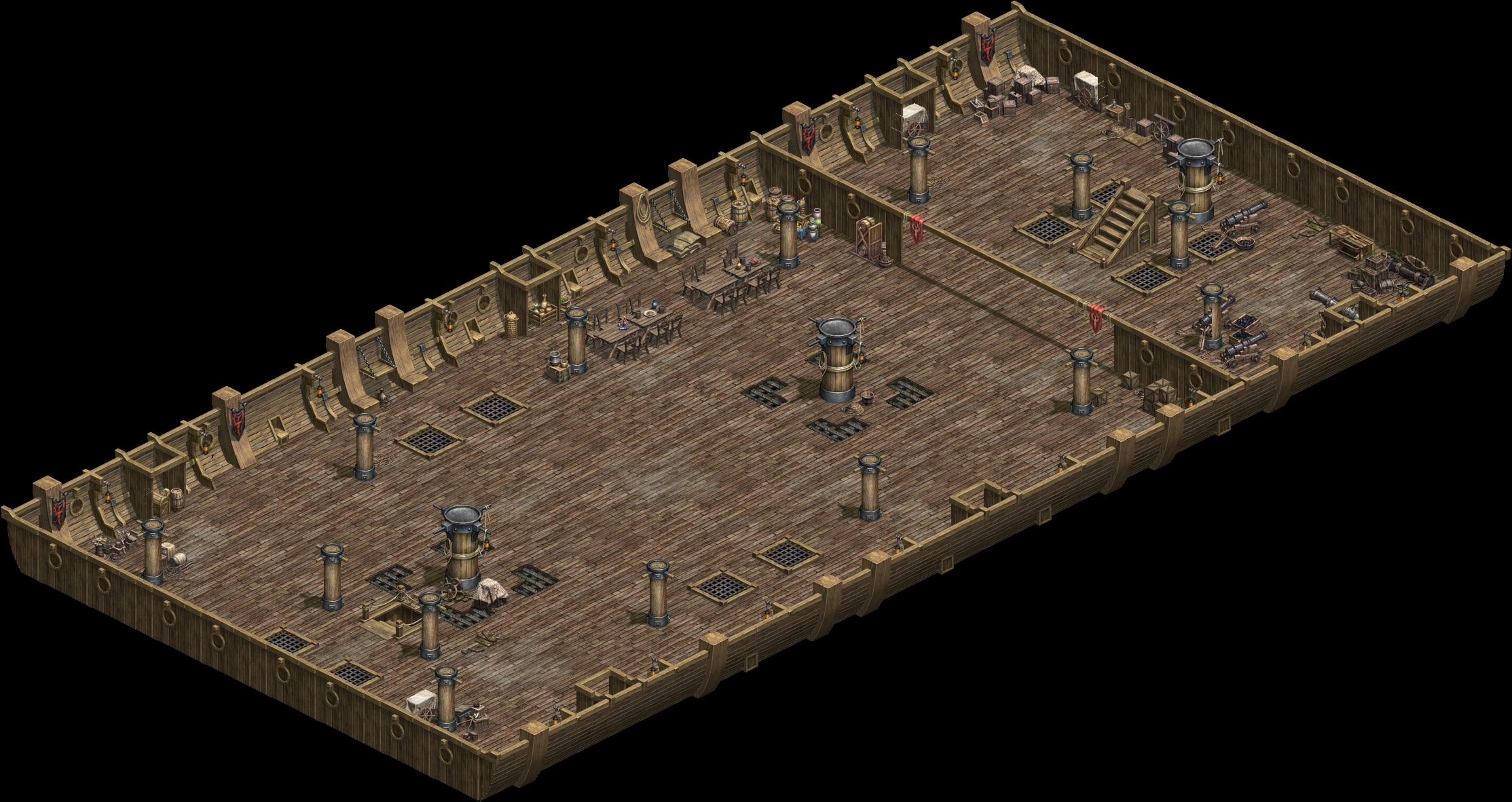 Black Battleship Cabin 1f map